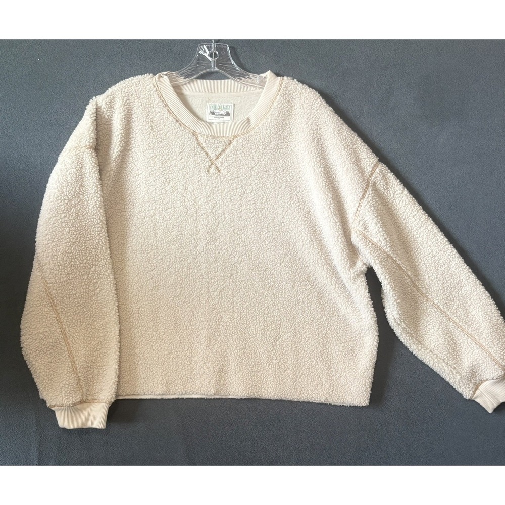 American Eagle Outfitters Cream Sherpa Fleece Crewneck Sweatshirt Size Large